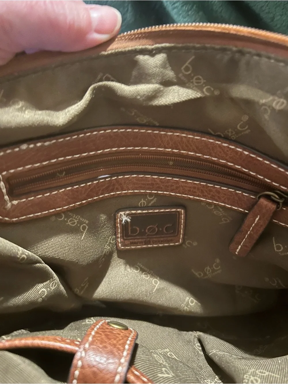 b.o.c. Brown Woven Leather Crossbody Bag with Brass Accents